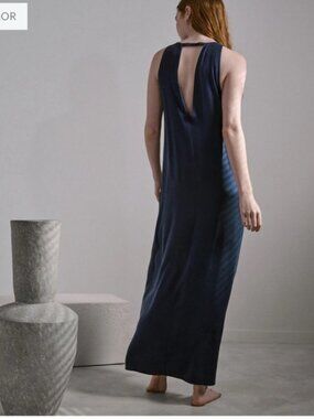 Lunya Washable Silk Racer Dress in Deep Blue Navy Size XS